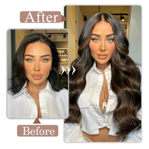 Clip in Hair Extensions Real Human Hair Extensions 20 Inch Human Hair Clip in Extensions Balayage Chocolate Brown to Caramel Blonde Clip ins for Women Remy Human Hair Extensions #4/4/27 80g 5pcs