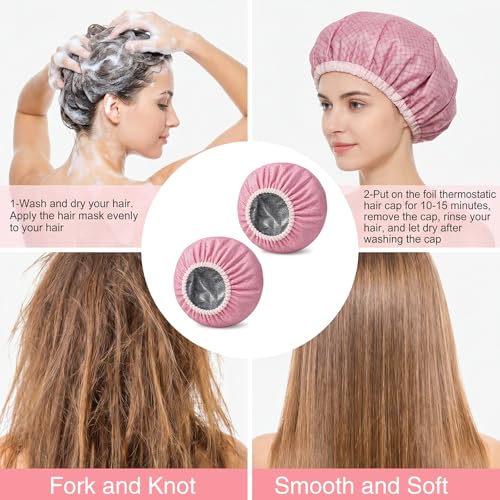 Heat Deep Conditioning Hair Cap with Aluminum Foil, 2-Pack