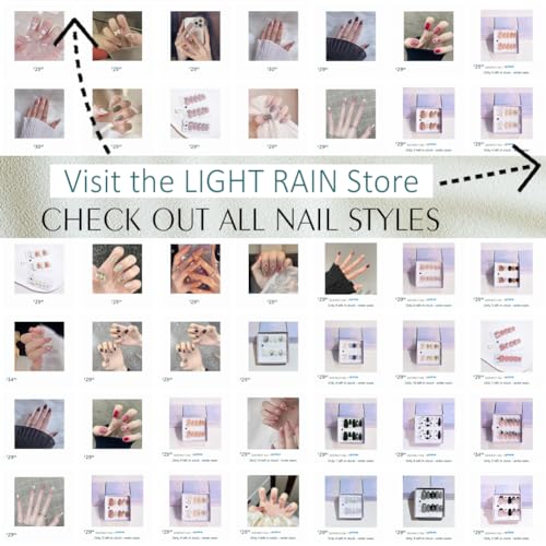 LIGHT RAIN Press on Nail Tips - Milky Way, Luxury Reusable Seven Layers Gel UV Finish False Nails, Handmade Nail Art with Design by Licensed Professional Manicurist, Long Oval Shape, Medium Size