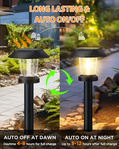 Solar Pathway Lights 8 Pack - Waterproof Outdoor Garden Lights