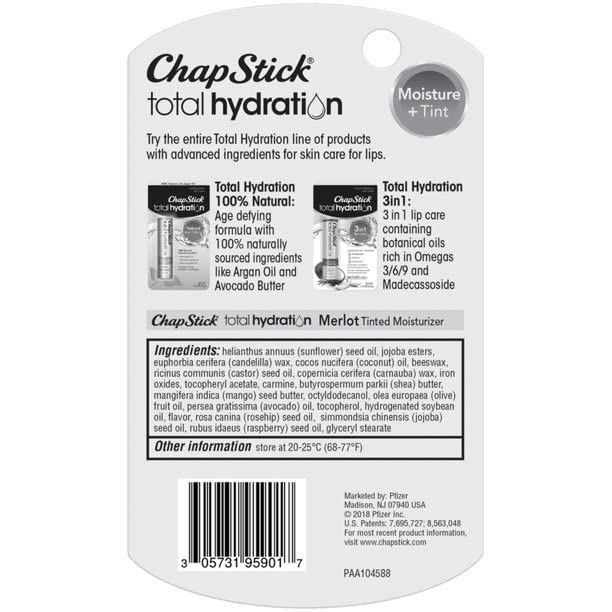 ChapStick Total Hydration Merlot 0.12 oz (Pack of 3)