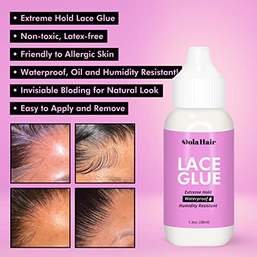 Dolahair Lace Wig Glue Kit Lace Front Glue Kit for Wigs Waterproof Wig Glue Strong Hold Wig Glue Kit Wig Install Kit Wig Installation Kit Lace Front Kit Hair Replacement Adhesive Invisible Bonding