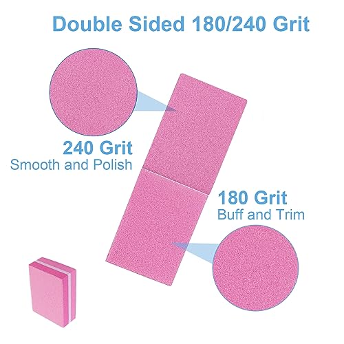 AhaTopia Mini Nail Buffers 180/240 Grit - 50 Pack for Acrylic & Natural Nails