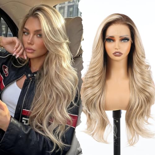 26 Inch Lace Front Wig for Women - HD Lace Glueless Ombre Blonde