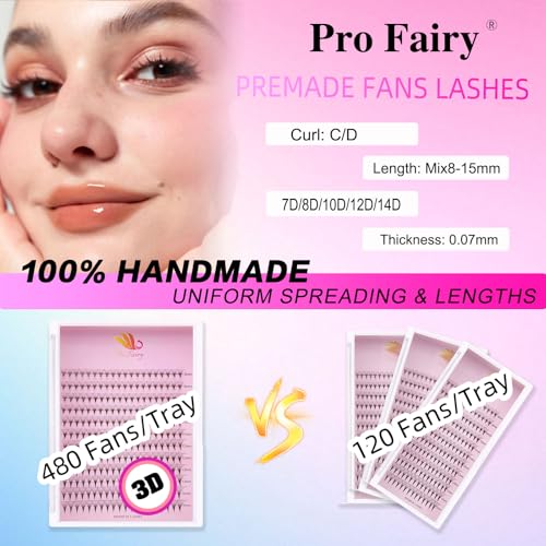 5D Premade Volume Lash Fans 0.07 C Curl 8-15mm Mix