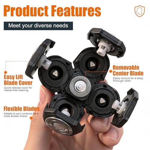 Velurie 5-Head Shaver Replacement Blades, 3-Pack (Black) for Bald Head Clippers