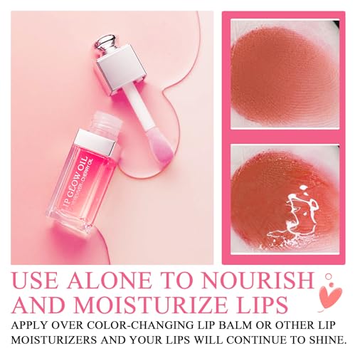 Hydrating Plumping Lip Oil Gloss - Moisturizing Tinted Lip Stain (2pc)
