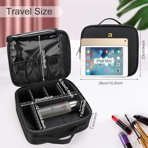 Relavel Travel Makeup Train Case with Adjustable Dividers