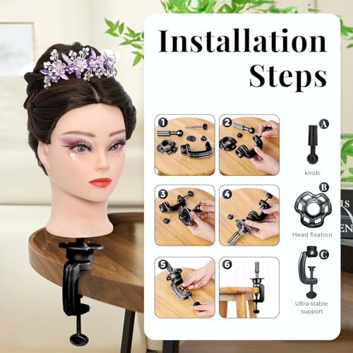 28" Mannequin Head 80% Real Hair with Tripod Stand & Clamp