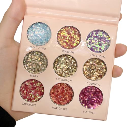 9 Color Glitter Shimmer Eyeshadow Palette - Long Lasting & Blendable