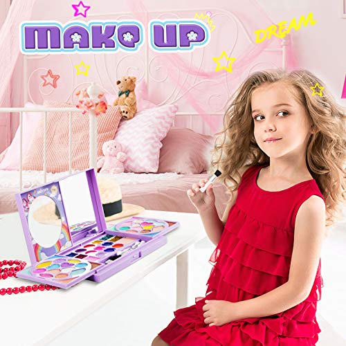 Kids Makeup Kit for Girls Washable Cosmetic Set with 36 Eyeshadows & Lip Glosses
