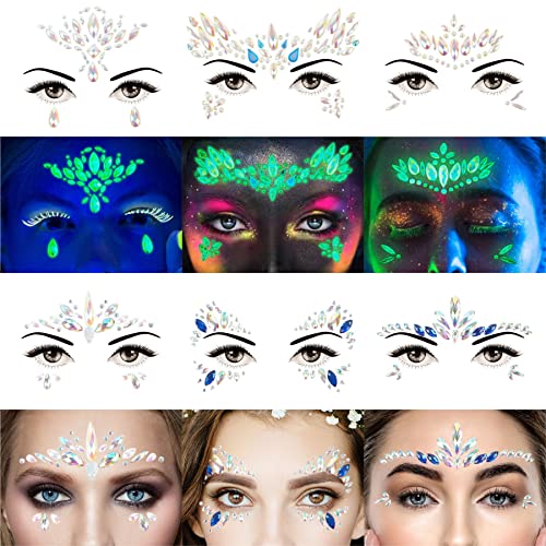 Face Jewels Gems Stickers Self-adhesive Rhinestone Kit