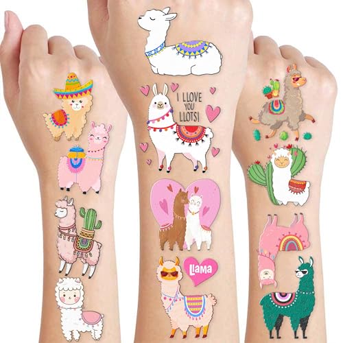 96 PCS Llama Temporary Tattoos - Fiesta Party Favors