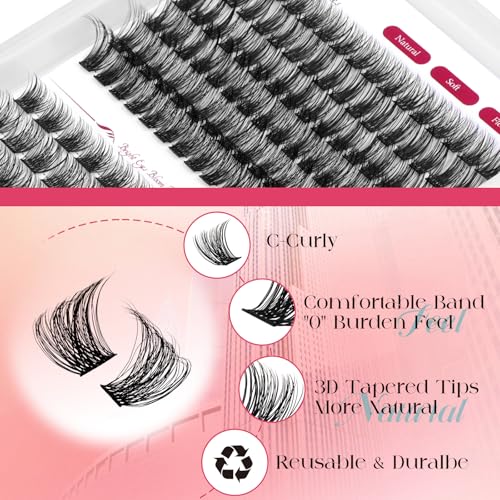 FADVAN Lash Clusters - 156PCS C-Curl Wispy Eyelash Extensions 10-16mm