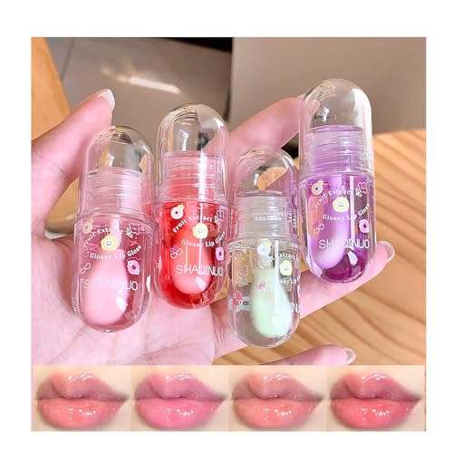 4 Pcs Fruit Flavored Lip Gloss Oil Set – Hydrating Jelly