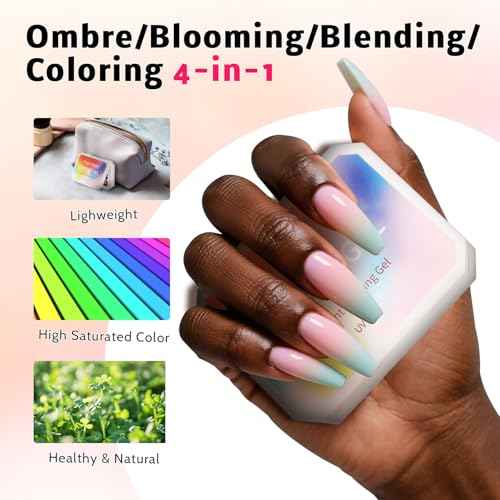 Sponge Pat Paint Nail Gel, 9 Colors Ombre Nails Gradient Gel Blush Blooming Aura Nails Drawing Stripper Floral Painting Nail Art, No Wipe, UV/LED Curing (9 Colors F)