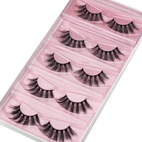 DYSILK 5 Pairs False Eyelashes 6D Mink Wispy Fluffy Natural Look - 07