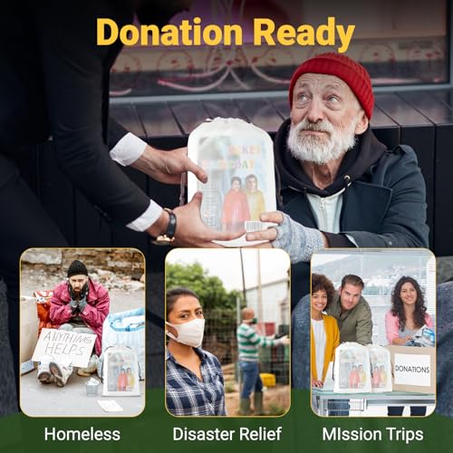 84 Pcs Homeless Care Package Supplies Bulk Hygiene Kits with Nail Clipper, Prepasted Disposable Toothbrushes, Razors, Ponchos, Combs, Socks & Drawstring Bags ? Ideal Charity or Personal Travel Package