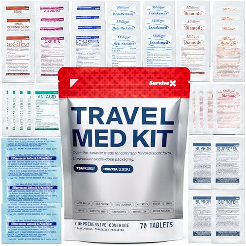 SurviveX Travel Medicine Kit - TSA-Approved Compact Meds Pack