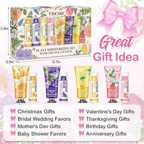 16 Pack Bulk Gifts, Lip Balm and Hand Cream Set, Stocking Stuffers for Women Teengirls, Christmas Gifts,Bridesmaid Gifts for Guests with Thank You Card Organza Bags,Thank You Gifts,Small Gifts