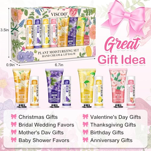 VISCOO Bulk Lip Balm and Hand Cream Gift Set, 16 Pack Party Favors