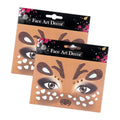 Deer Face Stickers Christmas Face Tattoo for Women Men with Rhinestone Self Adhesive Glitter Stickers Cute Animal Deer Face Tattoos Eyes Body Makeup Party Cosplay Supplies 2Pcs