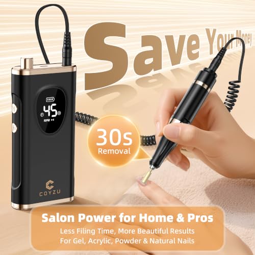 Professional Electric Nail Drill - Cordless 45000 RPM Nail File for Gel & Acrylic