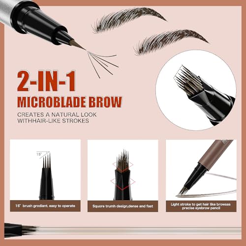 Dual-End Microblading Eyebrow Pen | 4D Hair-Like Strokes, Waterproof