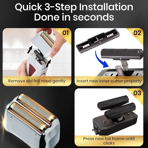 3 Pack for Shaver Foil TS-1 TS-2, Pro Shaver Replacement and Cutters Compatible with Andis ProFoil Lithium foil Shaver, Replacement Blades and Foil