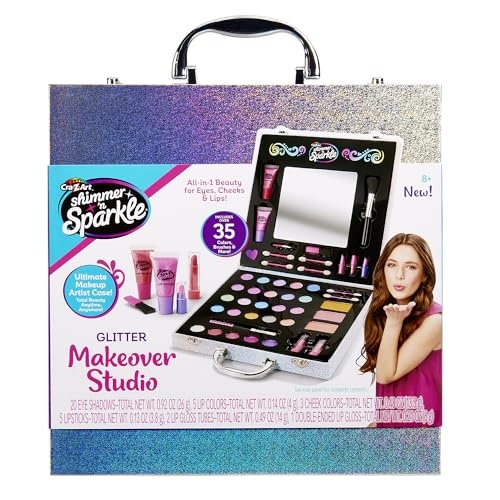 Shimmer 'n Sparkle Glitter Makeover Studio Beauty Kit ? All-in-One Beauty for Eye, Cheeks and Lips for Ages 8 and Up