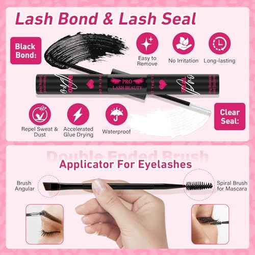 PROLASHBEAUTY Manga Lash Clusters Kit Anime Lash Clusters Volume Fairy Ultra-Thin Band Spike Lashes with Lash Bond and Seal Applictor Remover (Anime,10-18mix)