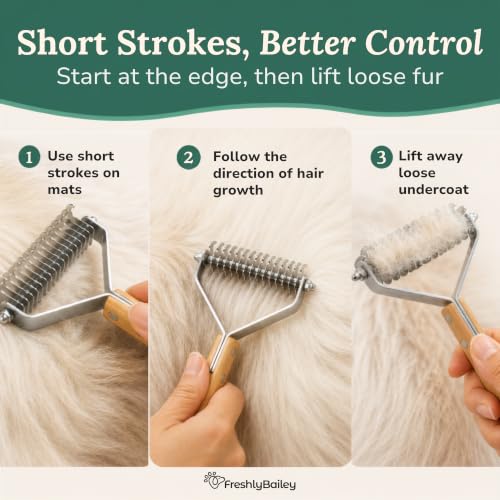 Freshly Bailey Dematting Comb for Cats & Dogs — Undercoat Rake & Deshedding Tool
