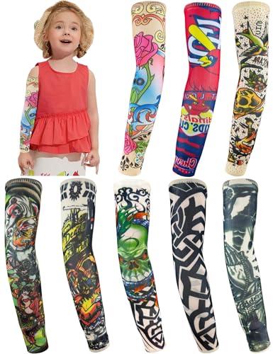Fake Tattoo Arm Sleeves for Kids - 8 Pack
