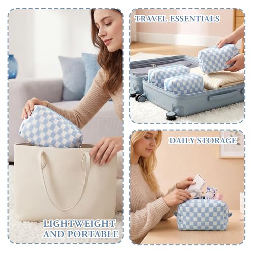 Gilprop 8-Pack Checkered Makeup Bags - Portable Cosmetic Pouches