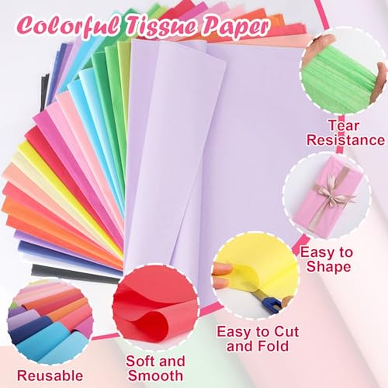 20-Color Tissue Paper 400 Sheets 10" x 14" Gift Wrap