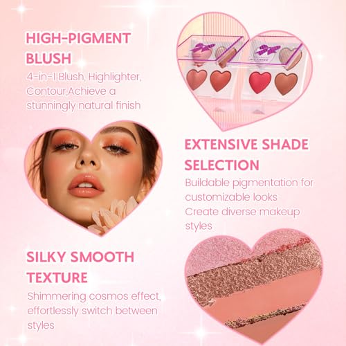 4-in-1 Highlight Contour Blush Palette - Shimmer & Matte