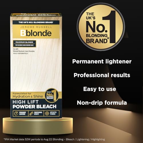 Blonde to Dark Brown Hair Lightener Powder - Lifts 6-9 Shades, 4 Sachets