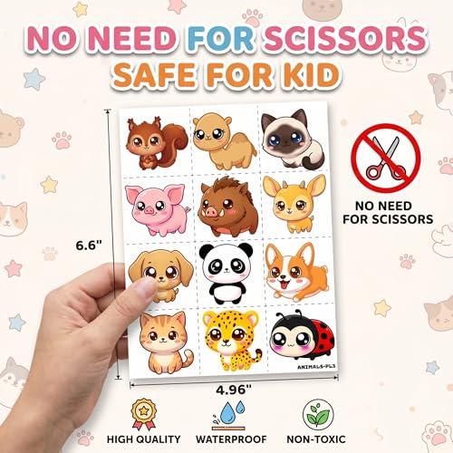 96 PCS Kawaii Animals Temporary Tattoos for Kids
