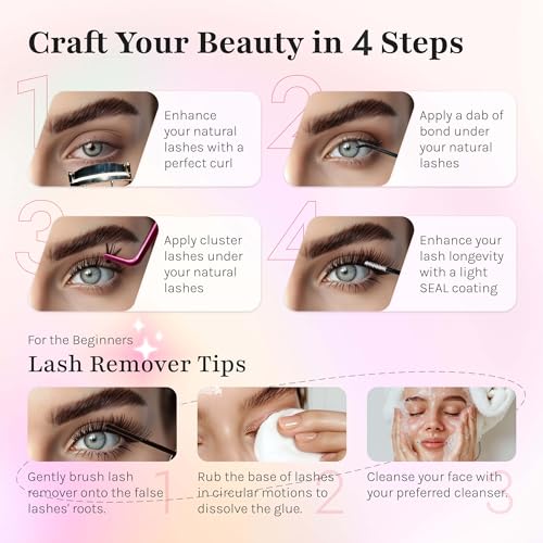 SIILUUGO DIY Lash Extensions 200PCS Individual Lashes Clusters,9-16mm MIX 30D Fluffy and Natural False Eyelashes,Wispy and Volume,Waterproof and Lasting Pestañas,Easy to Apply for Beginners at Home