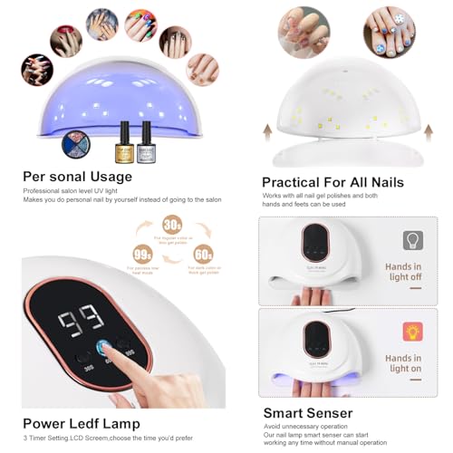 Acrylic Nail Kit Set for Beginners with Everything Acrylic Powder Nail Drill Lamp Starter Kit with False Nail Tips Nail Art Decoration Tools for Home Salon Gifts