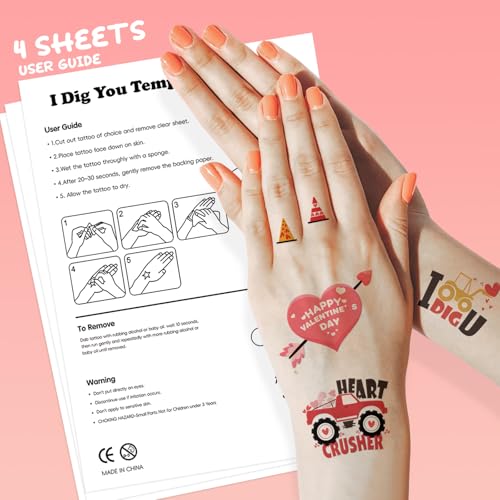 I Dig You Valentine's Day Temporary Tattoos, 4 Sheets