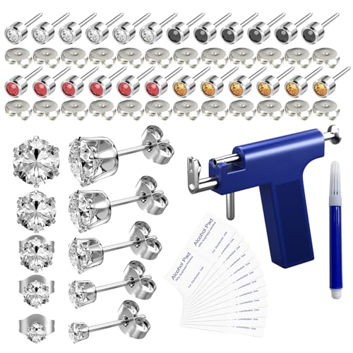 Ear Piercing Kit - 69 pcs Reusable Piercing Gun Set for Home Use