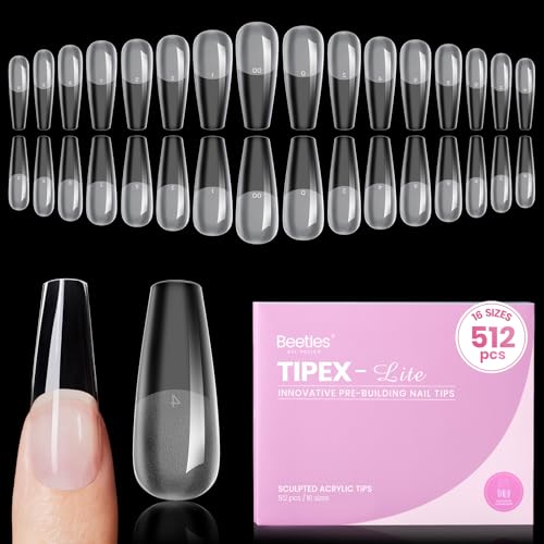 Beetles Tipex Lite Instant Apex Nail Tips - 512pcs Long Coffin