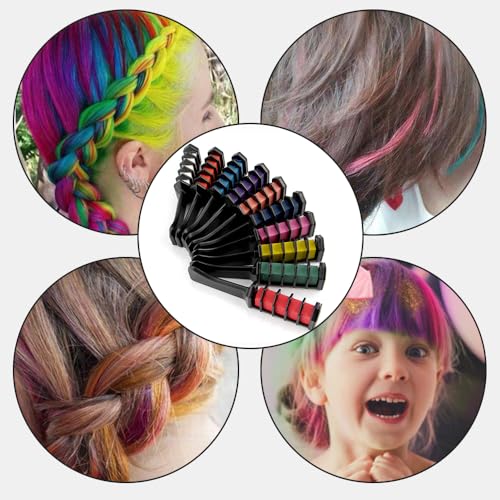 12-Color Washable Hair Chalk Combs - Temporary Hair Dye