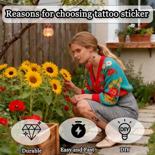 30-Sheet 3D Flower & Butterfly Temporary Tattoos