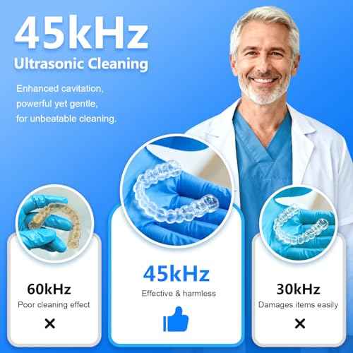 Dental Ultrasonic Retainer Cleaner Machine - Dental Cleaning Pod for Denture, Mouth Guard, Aligner, Night Guard, Braces, Toothbrush Heads, Jewelry, 45kHz Sonic Cleaner with Digital Timer & 200ML