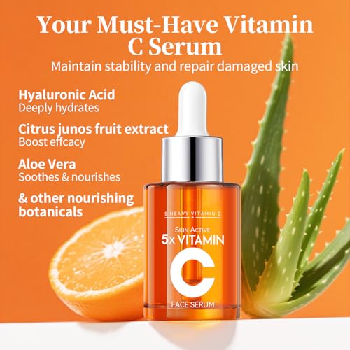 Vitamin C Facial Serum 20% with Hyaluronic Acid & Niacinamide ? Anti-Aging Formula to Boost Collagen, Hydrate and Plump Skin, For All Skin Types ? 1 Fl Oz