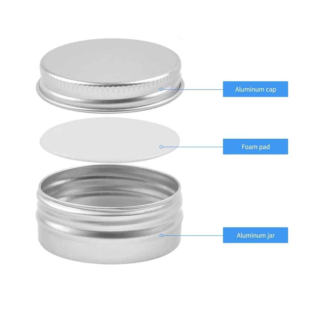 2oz Aluminum Empty Storage Screw-top Tin Jars with Lids, 75PCS Round Candle Cans, Refillable Cosmetic Containers for Lip Balm, Shea Butter, Salves, Silver