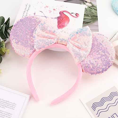 Mouse Ears Headbands with Bow Minnie Ears Cosplay Costume Hair Accessories for Women Girls Birthday Party Decoration