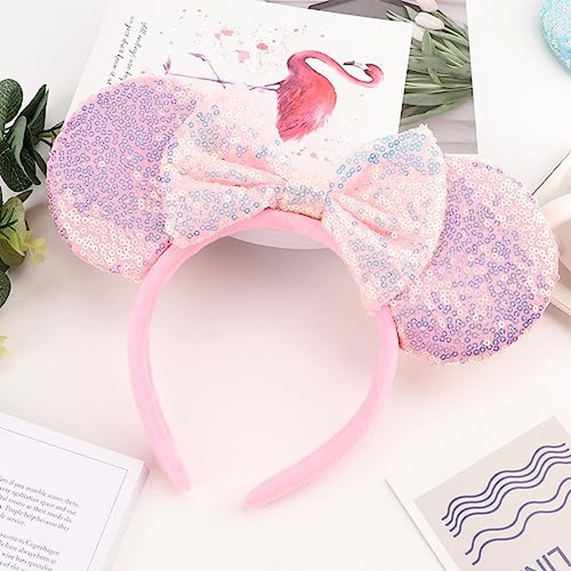 AQOKKA Mouse Ears Headband with Bow - Cosplay Hair Accessory